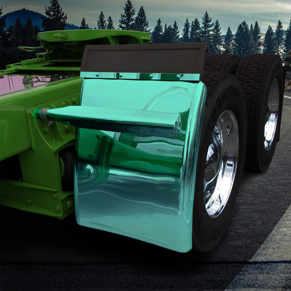 31" Green Smoke and Mirror Quarter Fenders with Triangle Mounting Kit