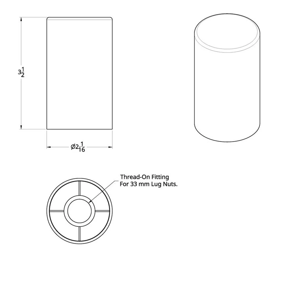 33mm 3-1/2" Chrome Plastic Flat Top Nut Cover - Thread On 10PK - Image 4