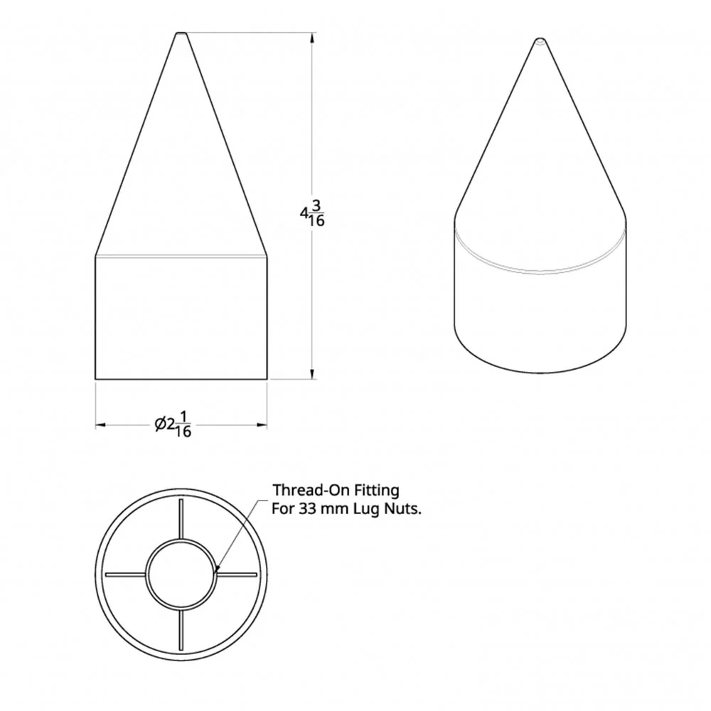 33mm Black Spike Nut Cover - Thread On 60PK - Image 3