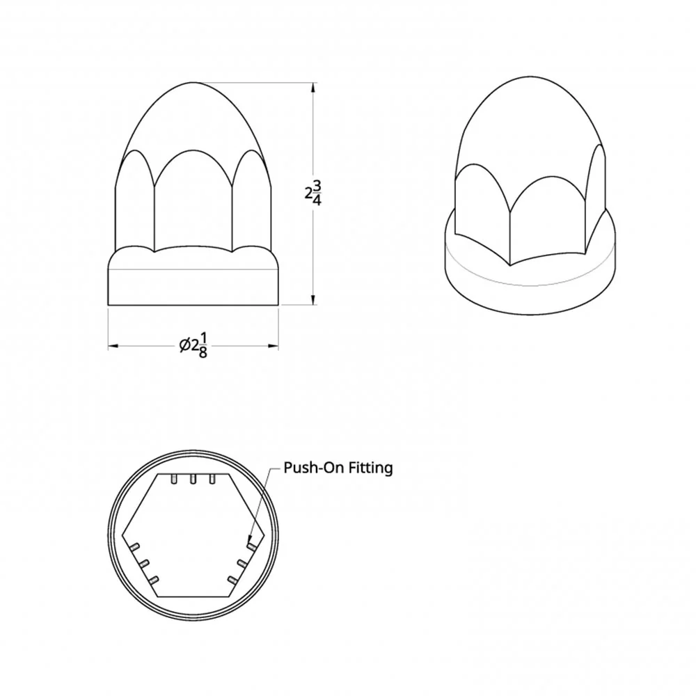 33mm Chrome Plastic Bullet Nut Cover Push On 20PK - Image 3