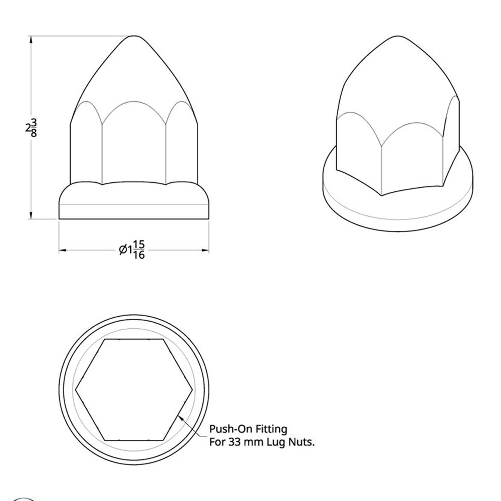 33mm Chrome Plastic Bullet Nut Covers with Flange - Push On 60PK - Image 4