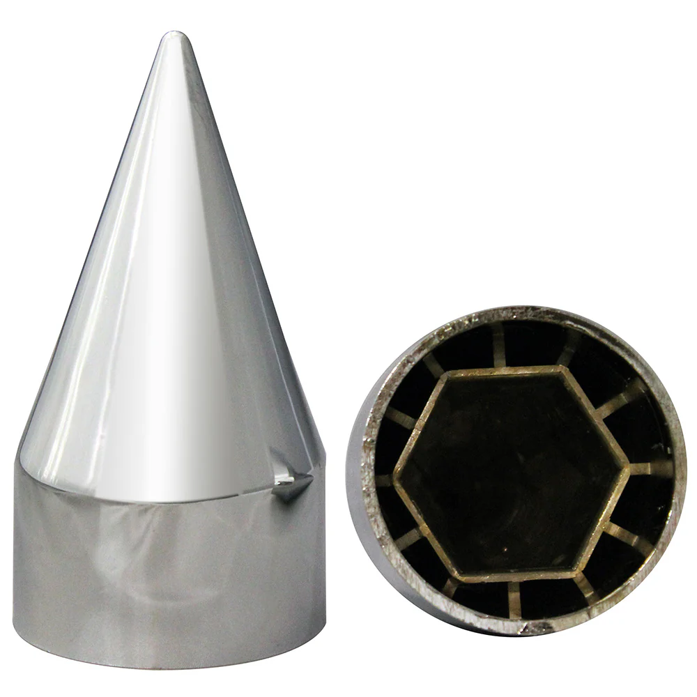 33mm Chrome Plastic Spike Nut Cover - Push On - Image 2