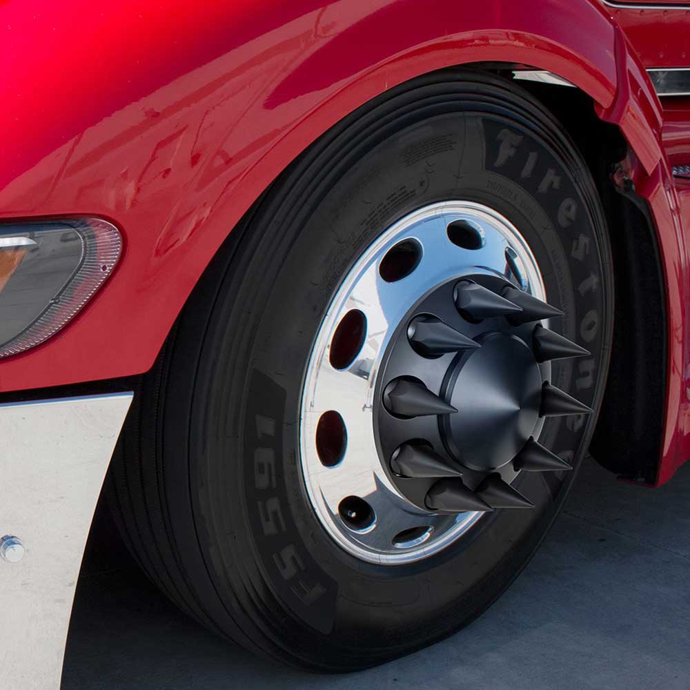 33mm Front Pointed Black Matte Axle Cover with Push On Nut Covers - Image 3