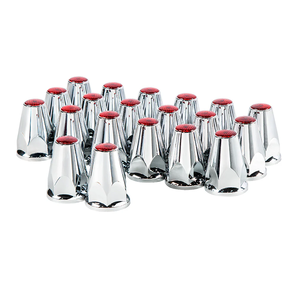 33mm Red Reflector Nut Covers Push-on 20 PK