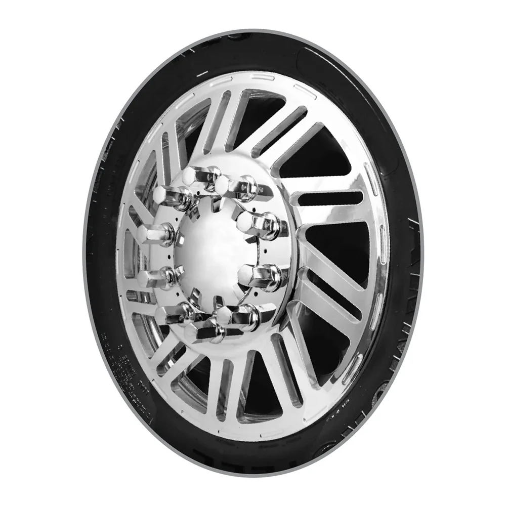 33mm x 2-1/2" Chrome Steel Flat Top Hat Hex with Flange Lug Nut Cover - Push On - Image 2