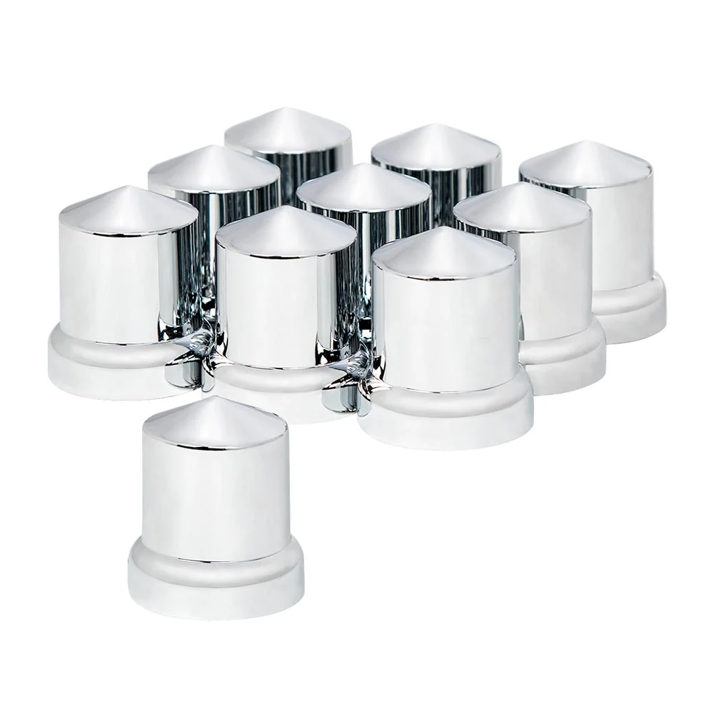 33mm x 2-1/4" Chrome Plastic Pointed Top Hat Nut Cover - Push On 10PK