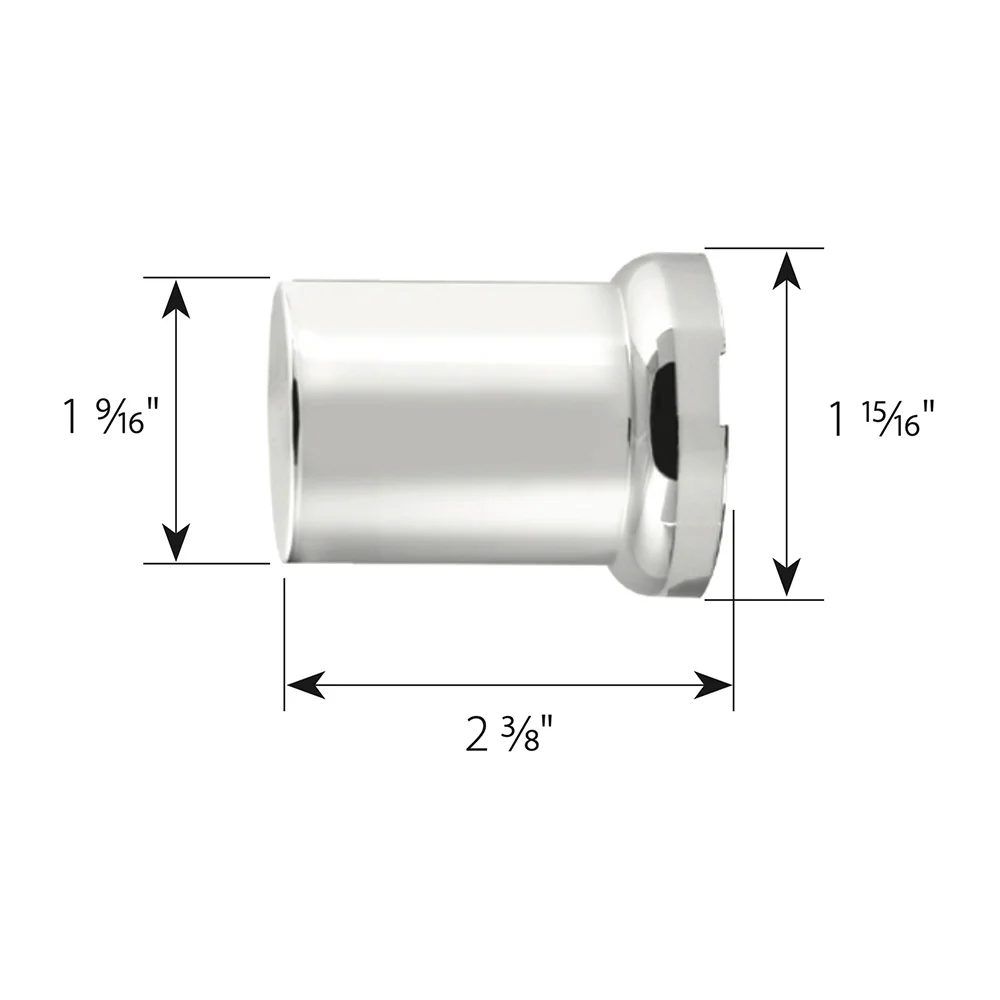 33mm x 2-3/8" Chrome Flat Top Hat Tube Nut Cover, Push On 10PK - Image 3