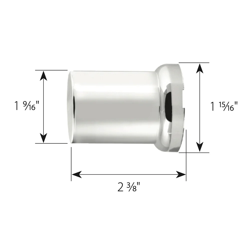33mm x 2-3/8" Chrome Flat Top Hat Tube Nut Cover, Push On 60PK - Image 3