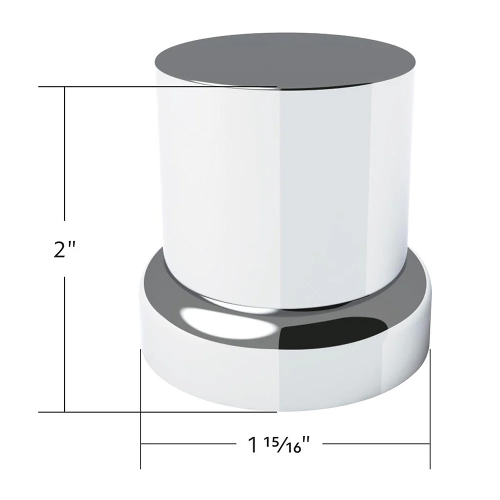 33mm x 2" Chrome Plastic Flat Top Nut Covers with Flange - Push On 10PK - Image 5