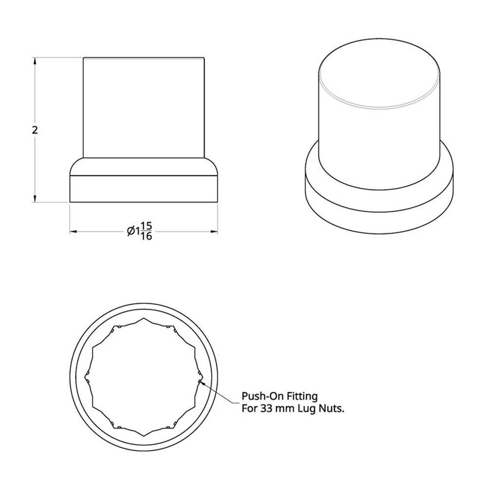 33mm x 2" Chrome Plastic Flat Top Nut Covers with Flange - Push On 10PK - Image 6