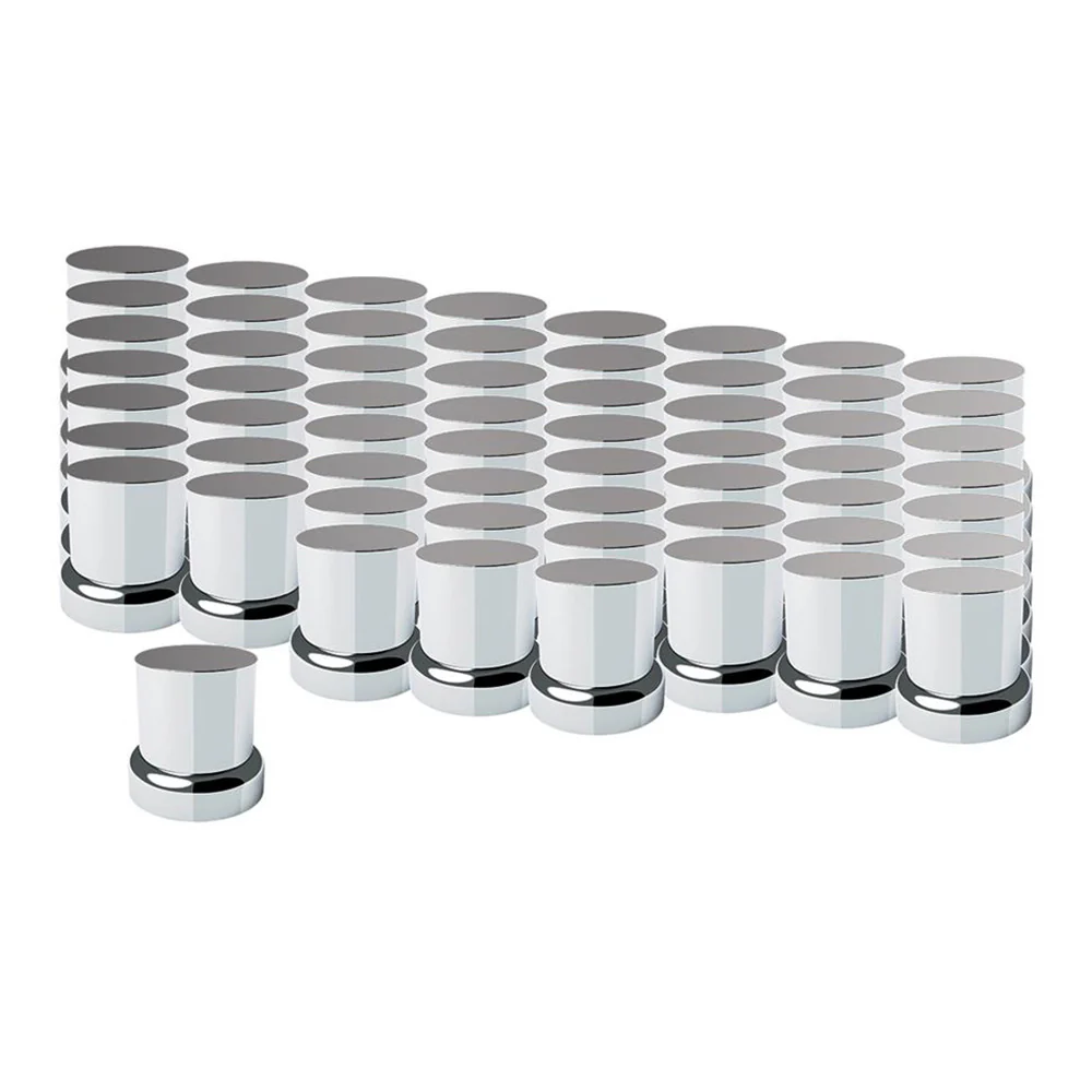 33mm x 2" Chrome Plastic Top Hat Nut Covers - Push On 60PK