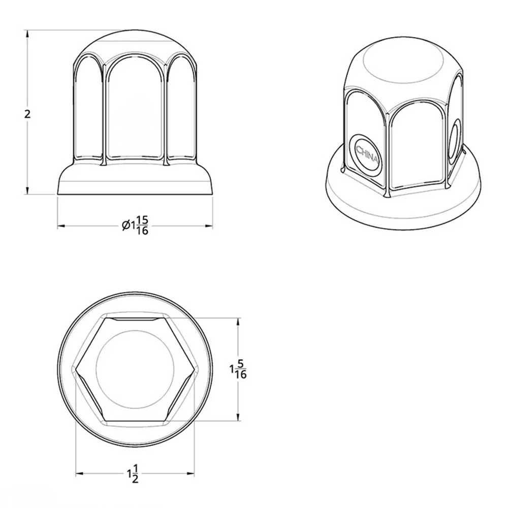 33mm x 2" Chrome Steel Standard Nut Cover with Flange - Push On - Image 3