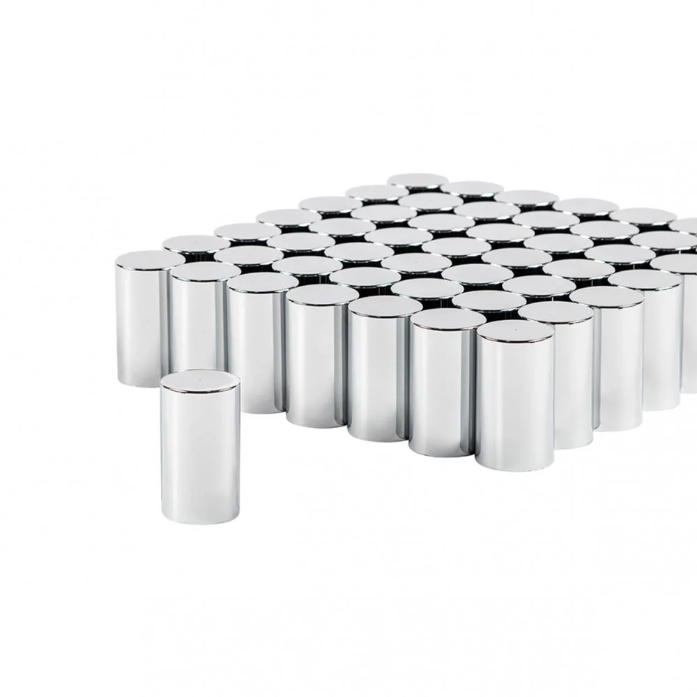 33mm x 3-1/2" Chrome Plastic Flat Top Cylinder Nut Cover - Push On 60PK