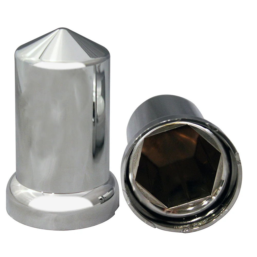 33mm x 3-1/8" Chrome Plastic Pointed Top Hat Nut Cover - Push On - Image 2