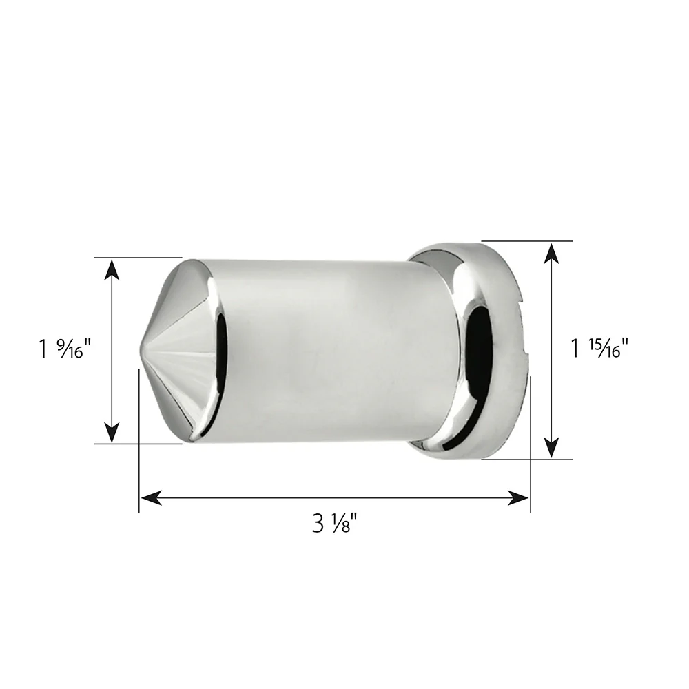 33mm x 3-1/8" Chrome Pointed Top Hat Nut Cover, Push On - 10PK - Image 3