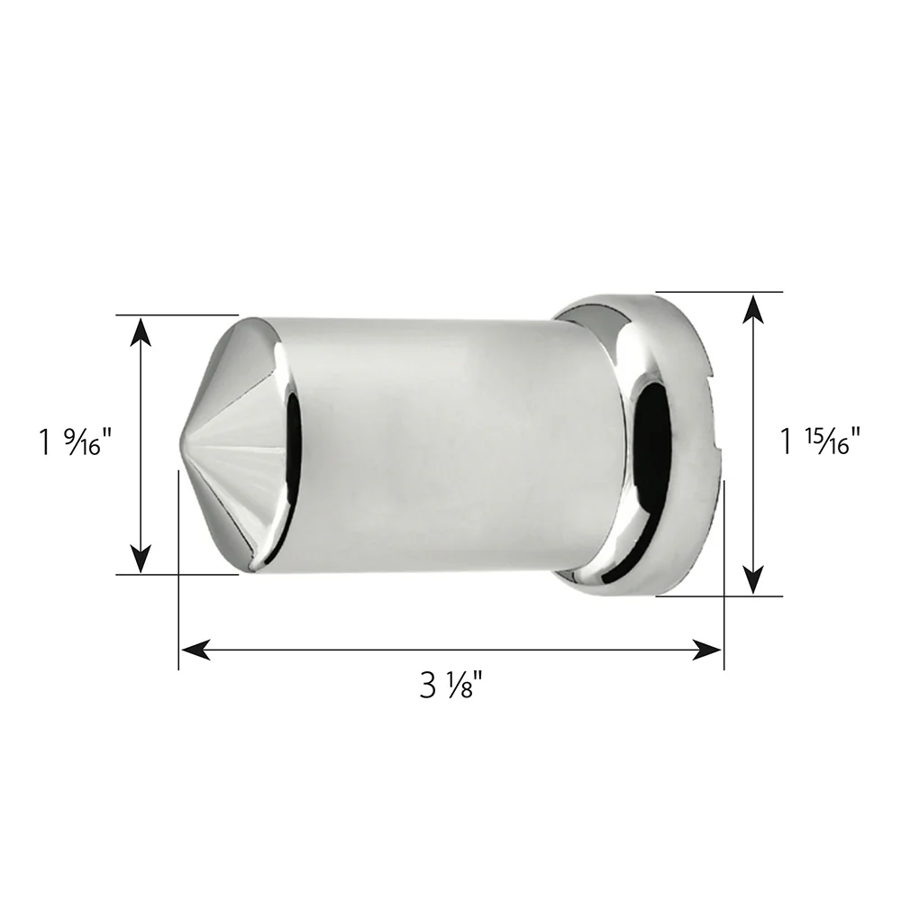 33mm x 3-1/8" Chrome Pointed Top Hat Nut Cover, Push On 60PK - Image 3