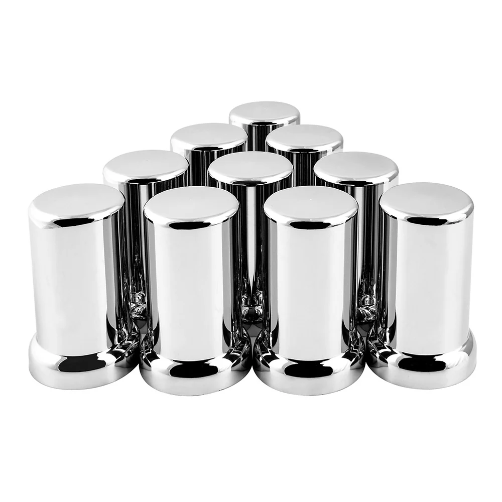33mm x 3-3/8" Chrome Flat Top Hat Nut Cover, Thread On 10PK