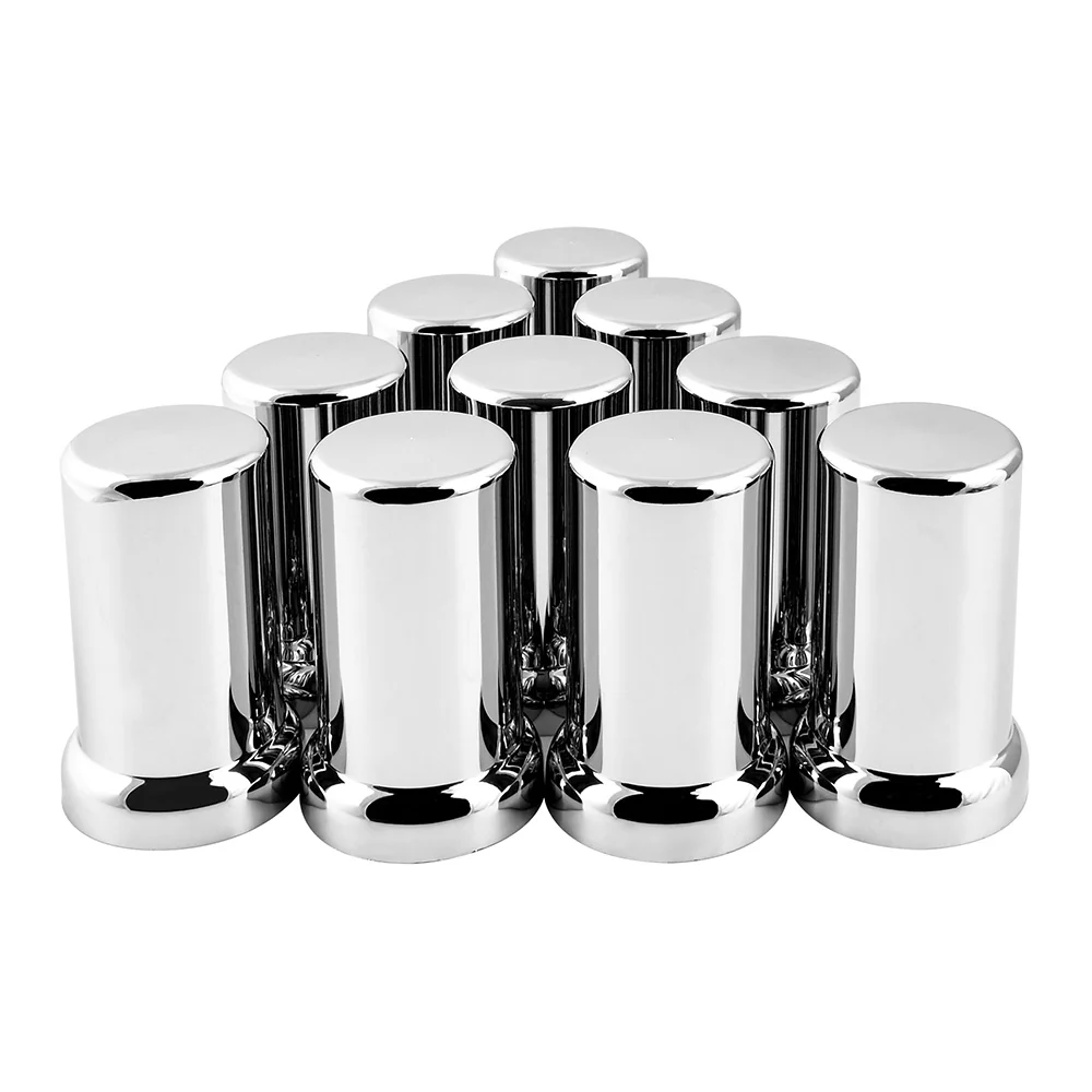 33mm x 3-3/8" Chrome Flat Top Hat Tube Nut Cover, Push On 10PK