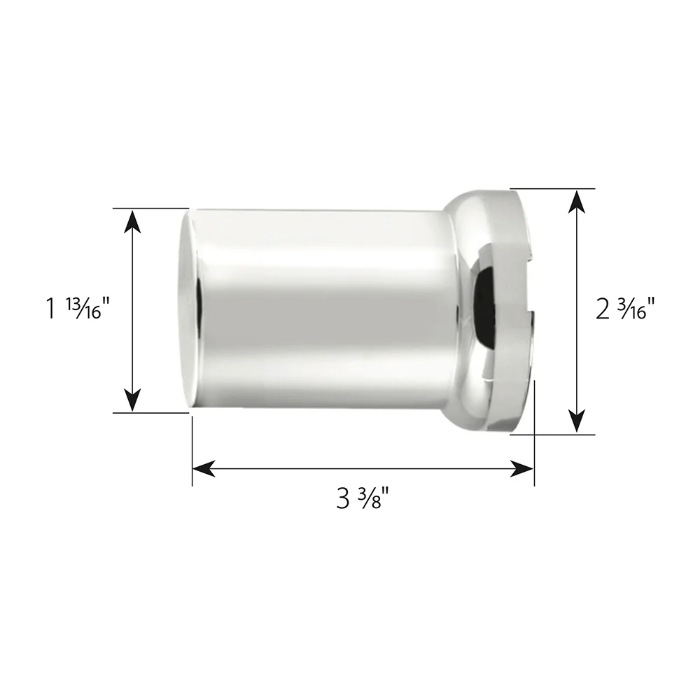 33mm x 3-3/8" Chrome Flat Top Hat Tube Nut Cover, Push On 10PK - Image 3