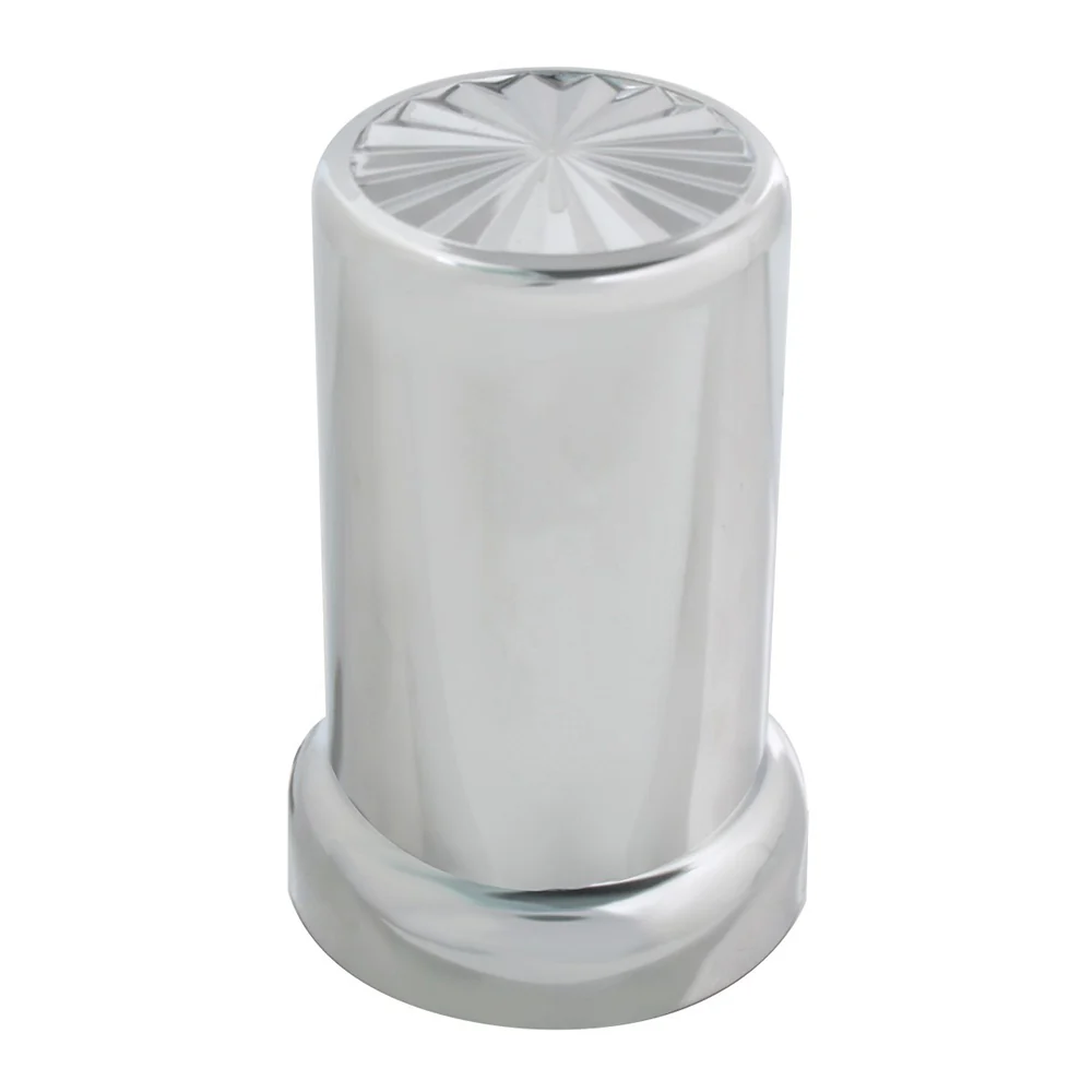 33mm x 3-3/8" Chrome Plastic Pinwheel Top Hat Nut Cover - Thread On