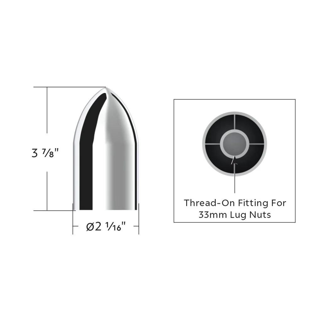 33mm x 3-7/8" Chrome Plastic Bullet Nut Cover - Push On 10 Pack - Image 5