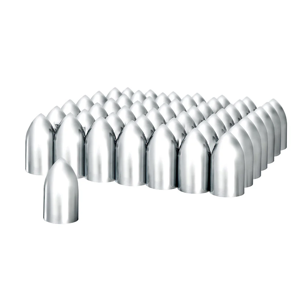 33mm x 3-7/8" Chrome Plastic Bullet Nut Cover - Push On 60 Pack