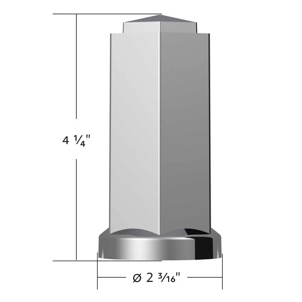 33mm x 4-1/2" Chrome Plastic Hexagon Style Lug Nut Cover - Thread On - Image 5