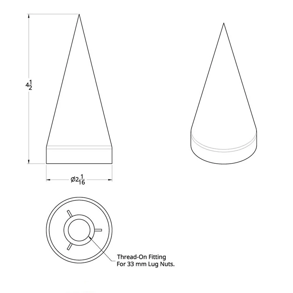 33mm x 4-1/2" Chrome Plastic Spike Nut Cover - 60PK Thread On - Image 3