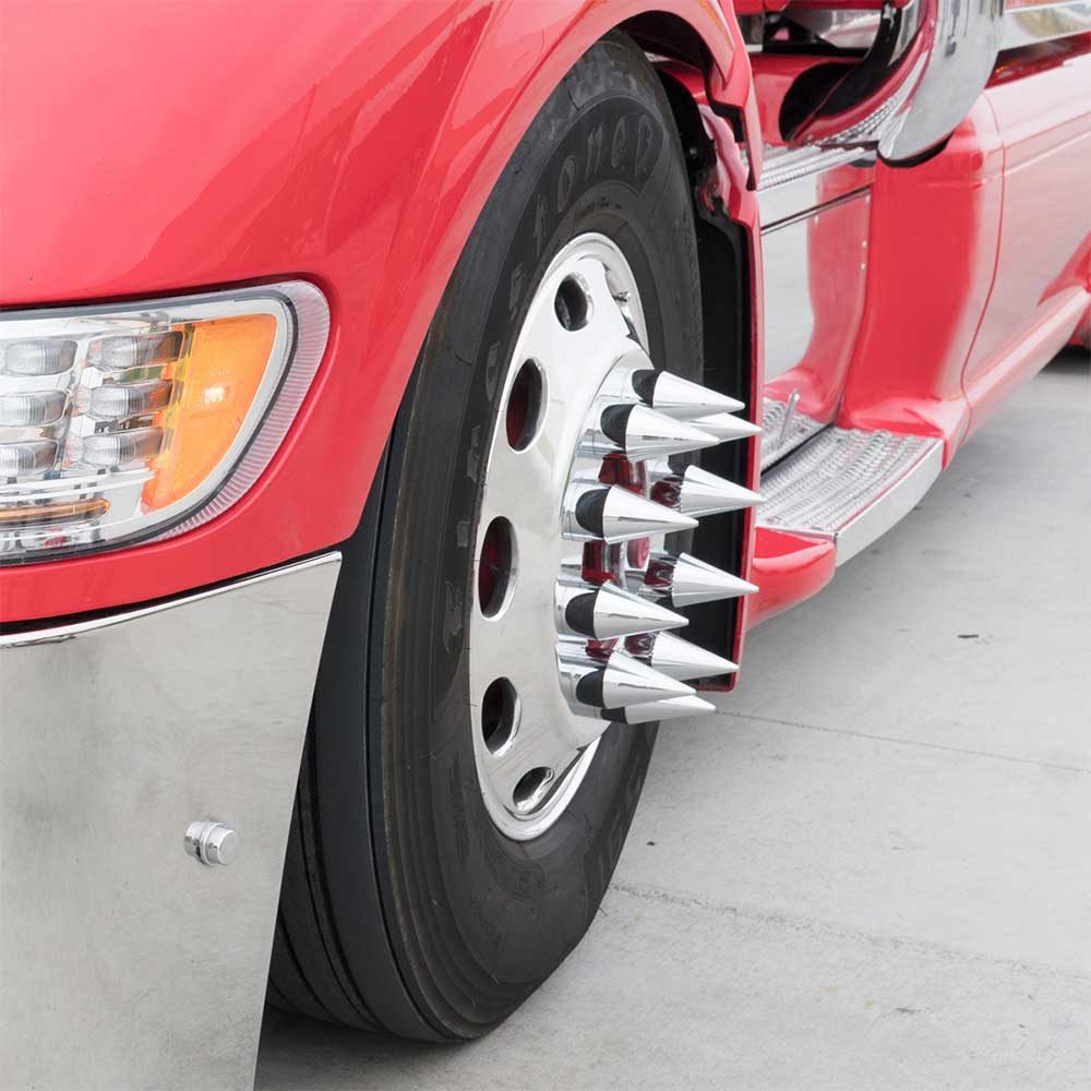 33mm x 4-1/8" Chrome Spike Nut Cover - Thread On - Image 3
