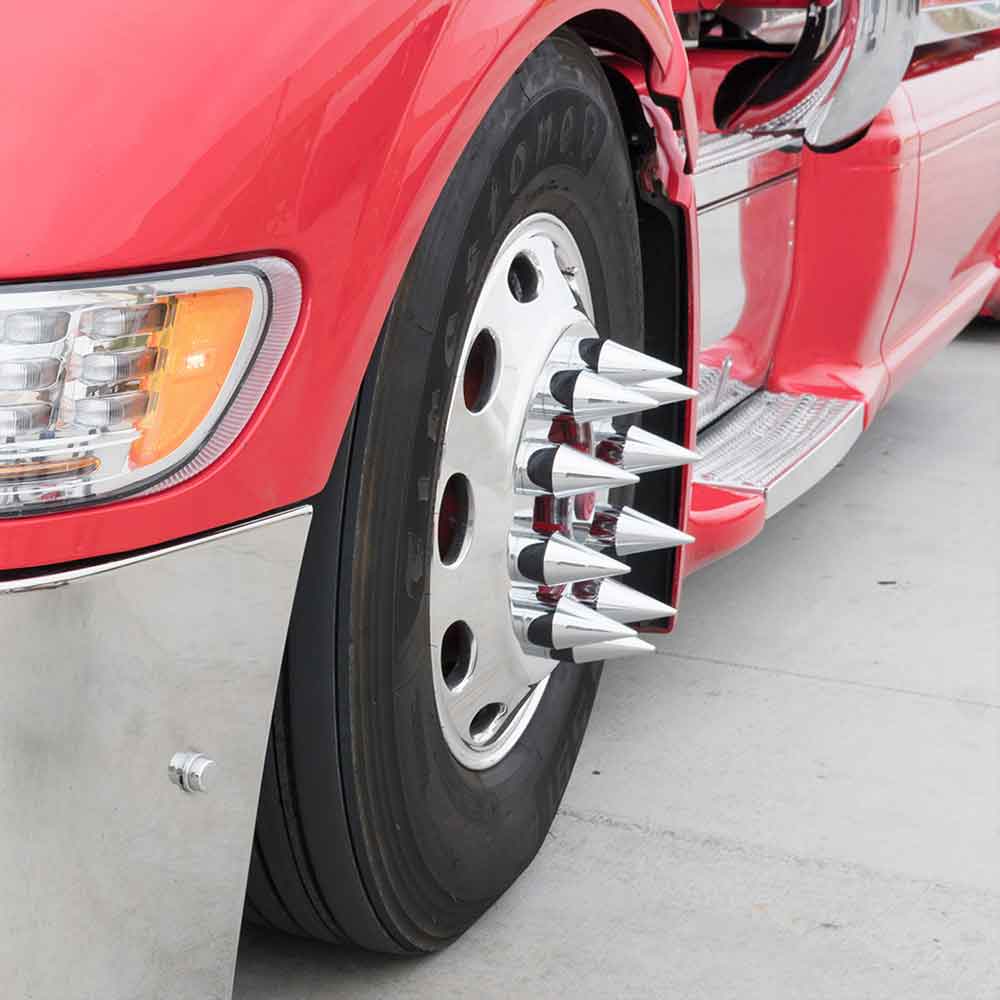 33mm x 4-1/8" Chrome Spike Nut Cover - Thread On, 60-Pack - Image 6