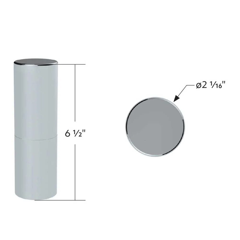33mm x 6-1/2" Chrome Tall Cylinder Thread-On Nut Cover - 10 PK - Image 2