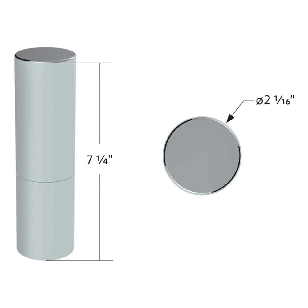 33mm x 7-1/4" Chrome Plastic Flat Top Cylinder Nut Cover - Thread On - Image 3