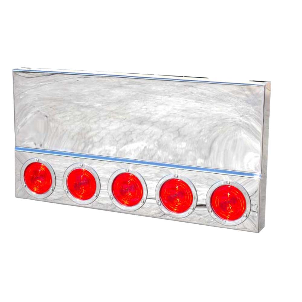 34" x 18" Tonka Rear Stainless Steel Center Panel with Five 4" Light Holes