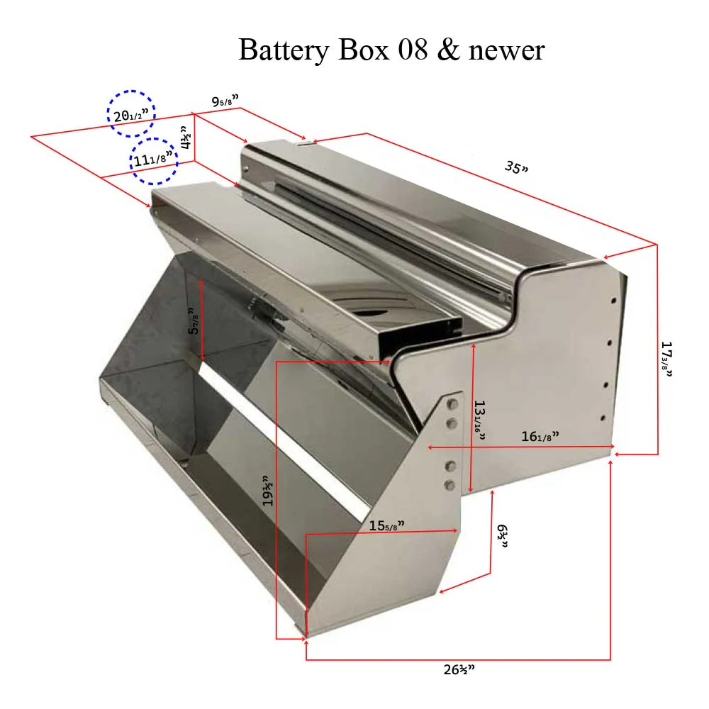 34" x 26-1/2" x 17-3/8" SS Battery Box for 2008-24 KW T600, T660, T800, W900, W990 - Image 2