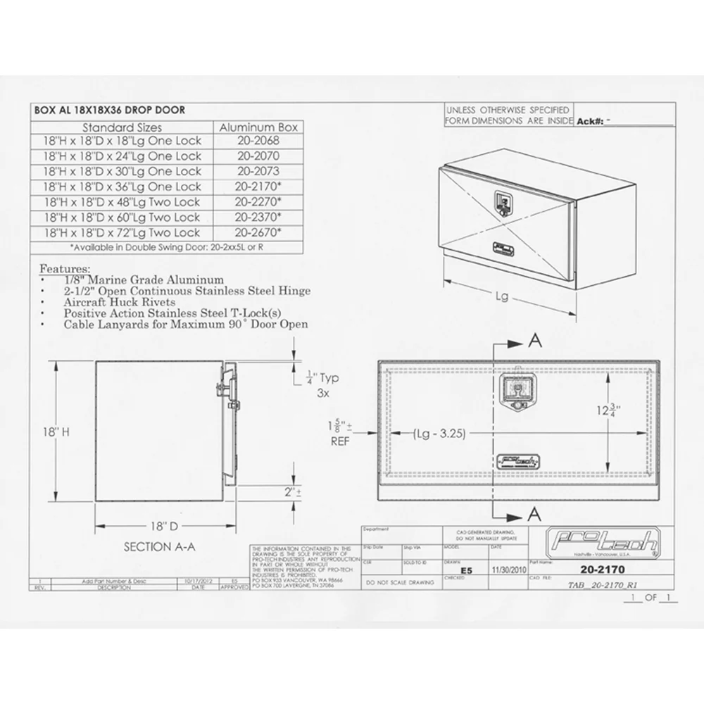 36"L x 18"H x 18"D Aluminum Box with Single Door - Image 3
