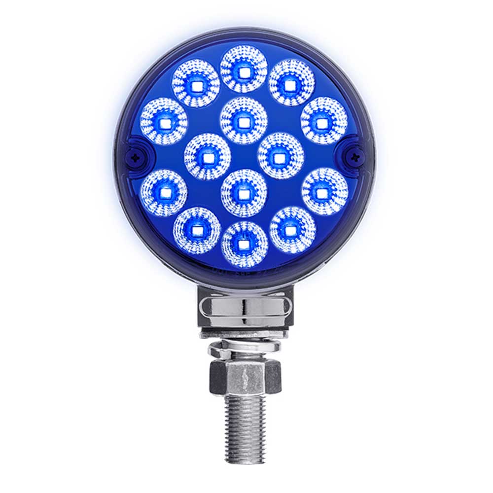 3" Round Amber, Red with Auxiliary Light 28 LED Double Faced Reflector Pedestal Light with Single Post