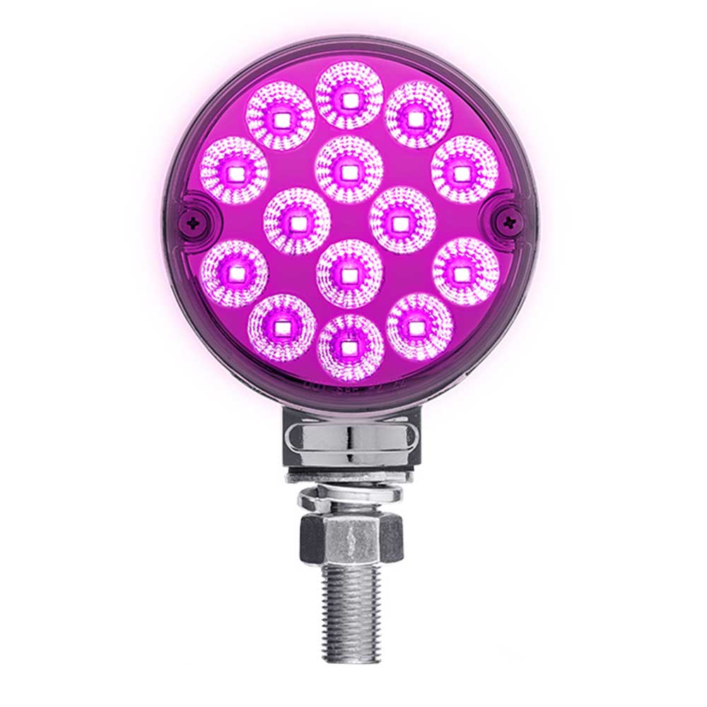 3" Round Amber, Red with Auxiliary Light 28 LED Double Faced Reflector Pedestal Light with Single Post - Image 10
