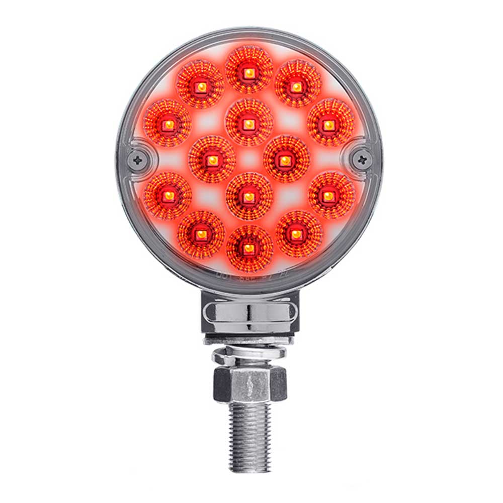3" Round Amber, Red with Auxiliary Light 28 LED Double Faced Reflector Pedestal Light with Single Post - Image 11