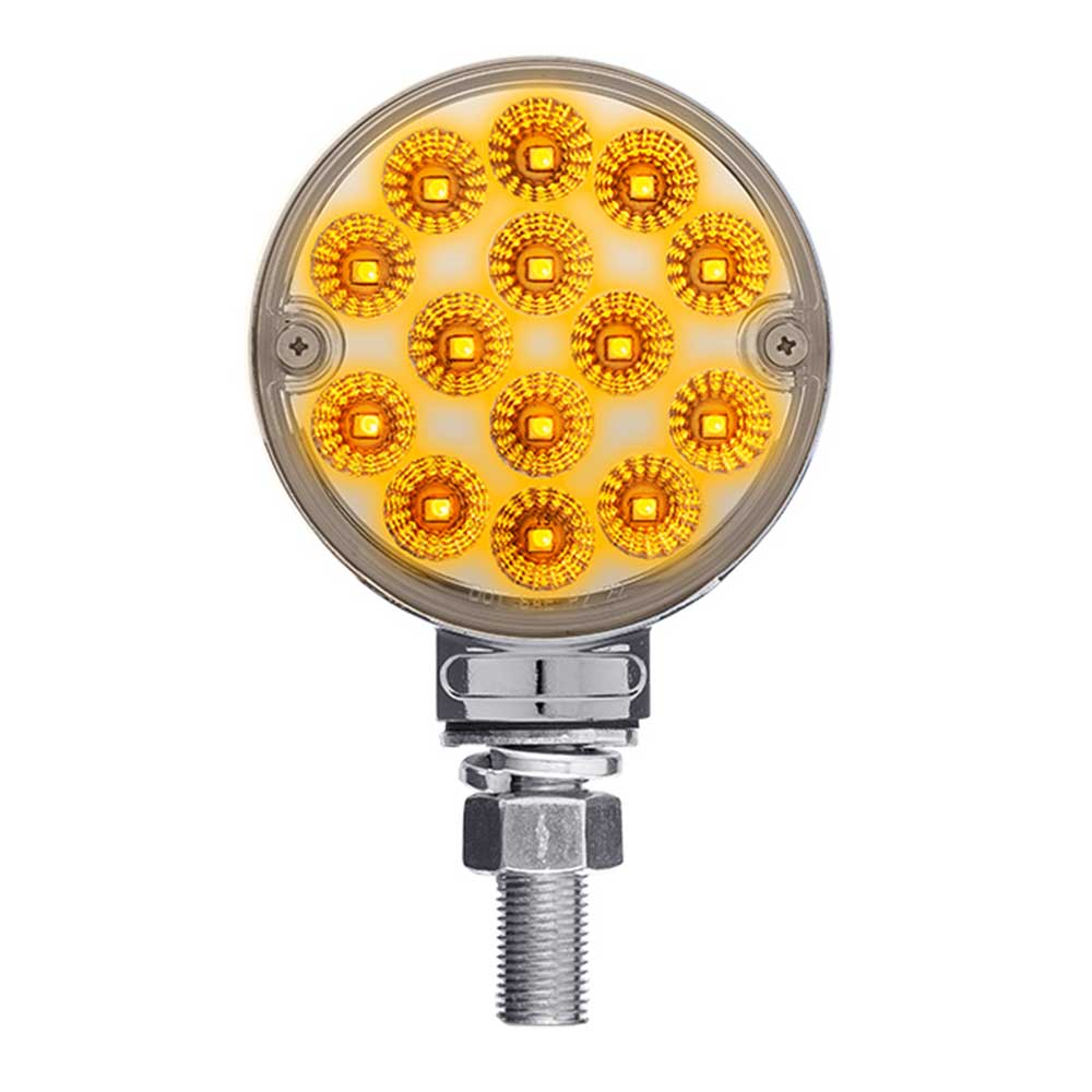 3" Round Amber, Red with Auxiliary Light 28 LED Double Faced Reflector Pedestal Light with Single Post - Image 6