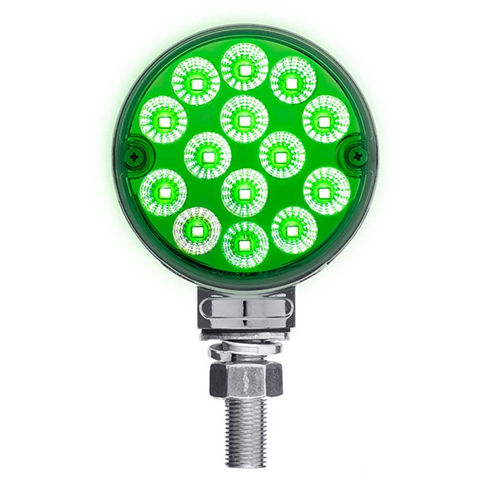 3" Round Amber, Red with Auxiliary Light 28 LED Double Faced Reflector Pedestal Light with Single Post - Image 9