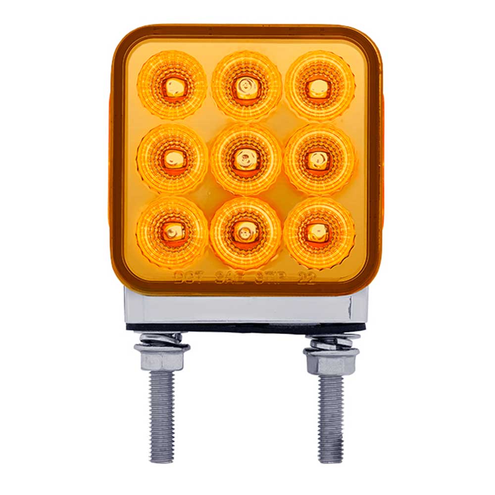 3" Square Amber, Red 30 LED Double Faced Reflector Pedestal Light with Double Post