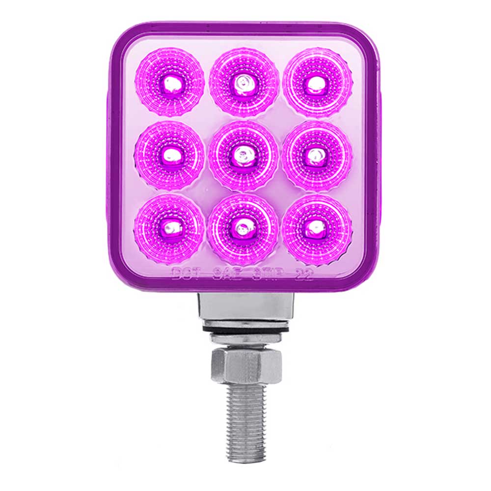 3" Square Amber, Red with Auxiliary 30 LED Double Faced Reflector Pedestal Light with Single Post - Image 3