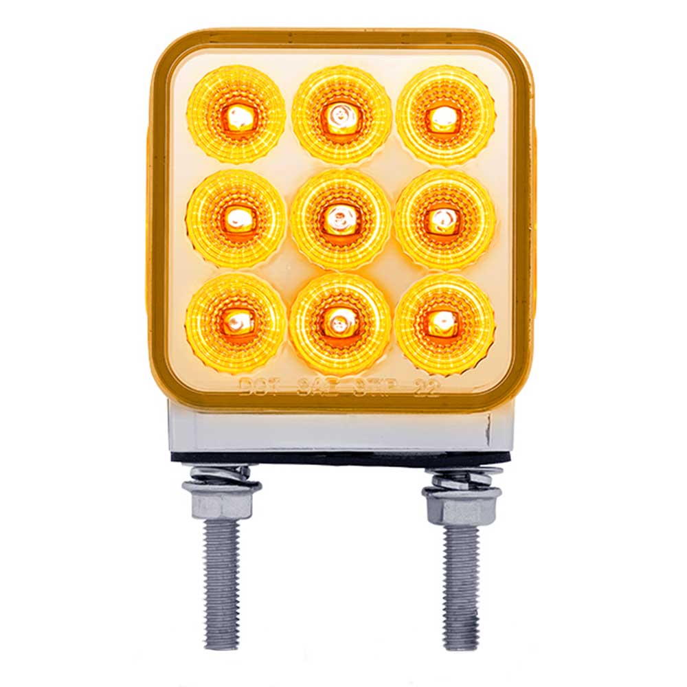3" Square Amber, Red with Clear Lens 30 LED Double Faced Reflector Pedestal Light with Double Post
