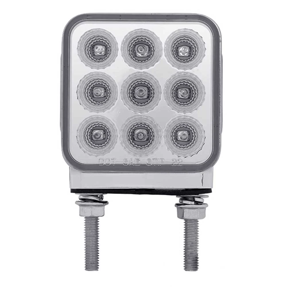 3" Square Amber, Red with Clear Lens 30 LED Double Faced Reflector Pedestal Light with Double Post - Image 3