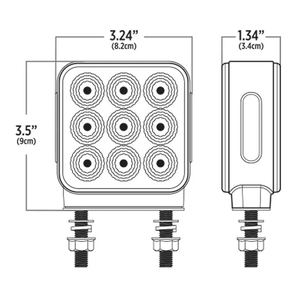 3" Square Amber, Red with Clear Lens 30 LED Double Faced Reflector Pedestal Light with Double Post - Image 4