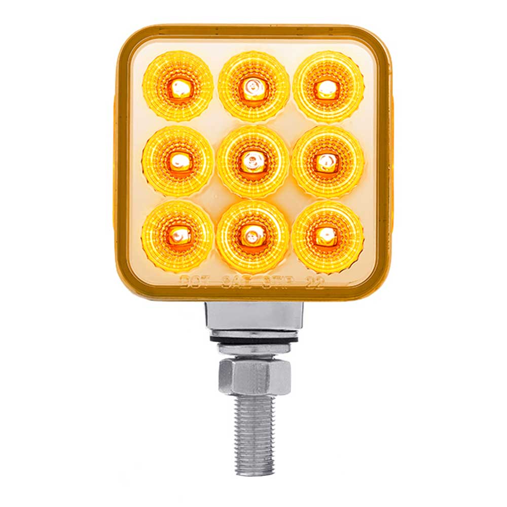 3" Square Amber, Red with Clear Lens 30 LED Double Faced Reflector Pedestal Light with Single Post