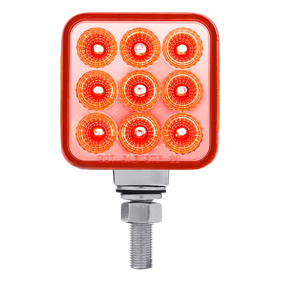 3" Square Amber, Red with Clear Lens 30 LED Double Faced Reflector Pedestal Light with Single Post - Image 2
