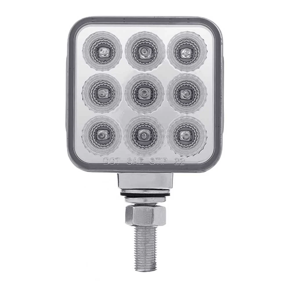 3" Square Amber, Red with Clear Lens 30 LED Double Faced Reflector Pedestal Light with Single Post - Image 3