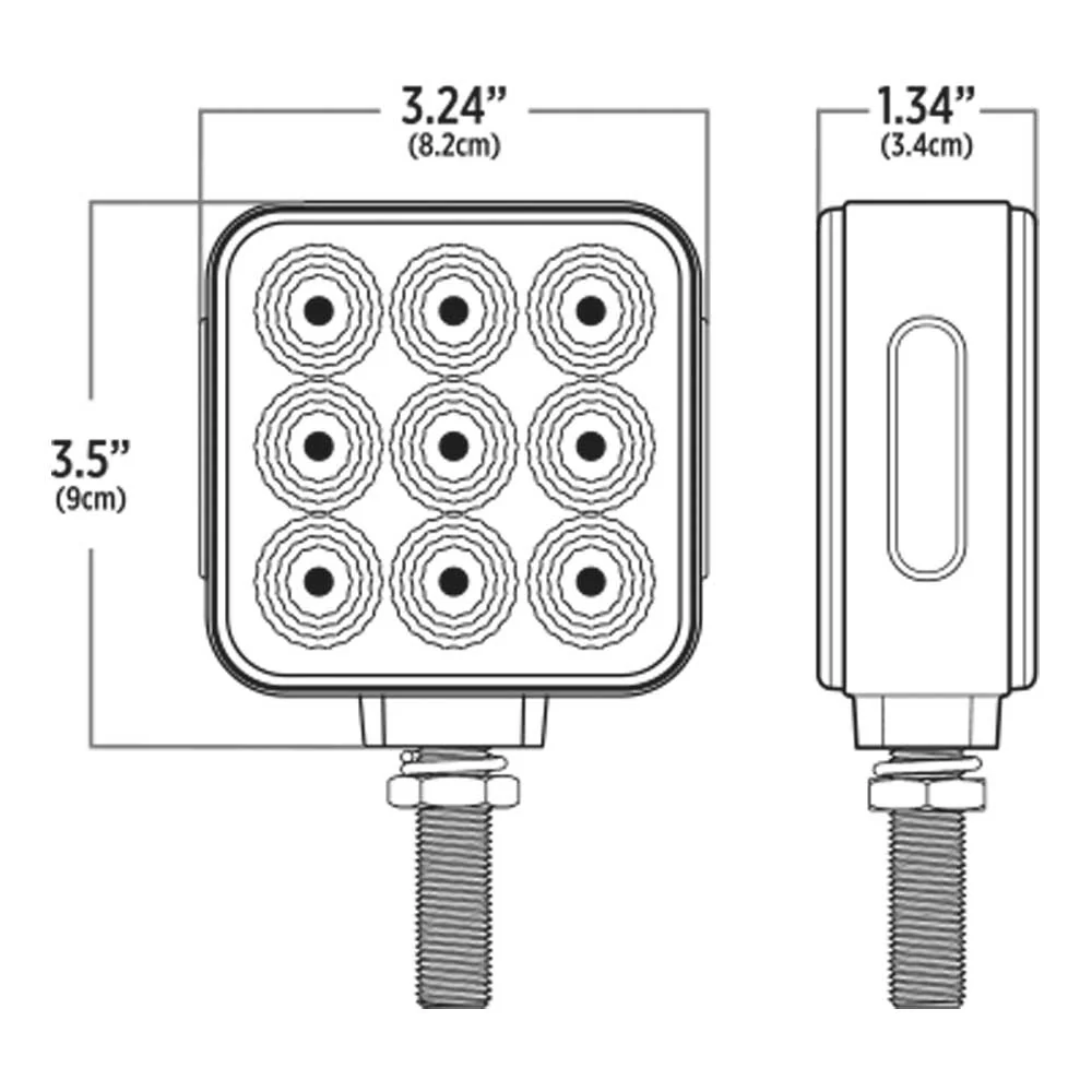 3" Square Amber, Red with Clear Lens 30 LED Double Faced Reflector Pedestal Light with Single Post - Image 4
