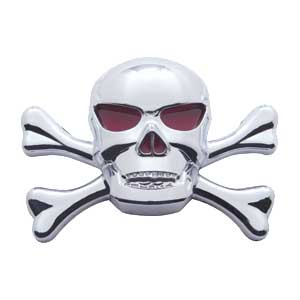 3D Chrome Skull and Cross Bones Accent Tape Mount